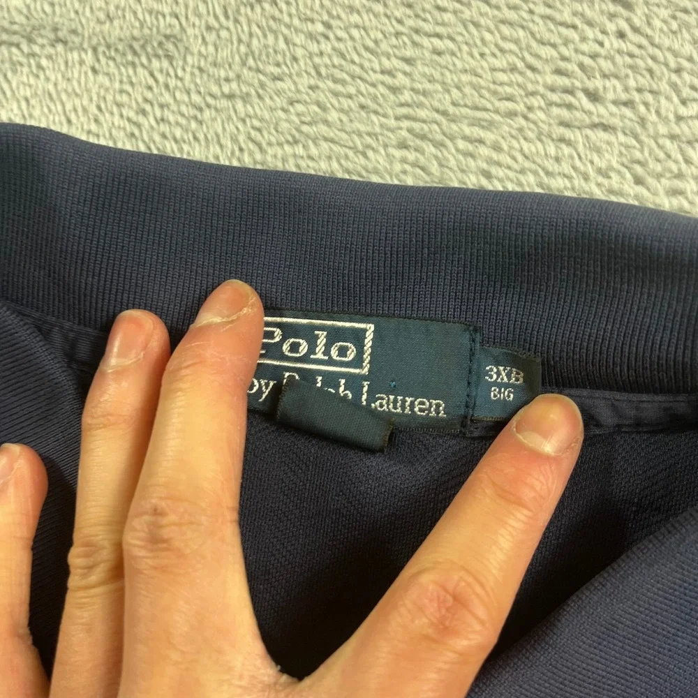 Polo Ralph Lauren Mens‎ 3XB Big Navy Blue Herringbone Short Sleeve Polo Shirt